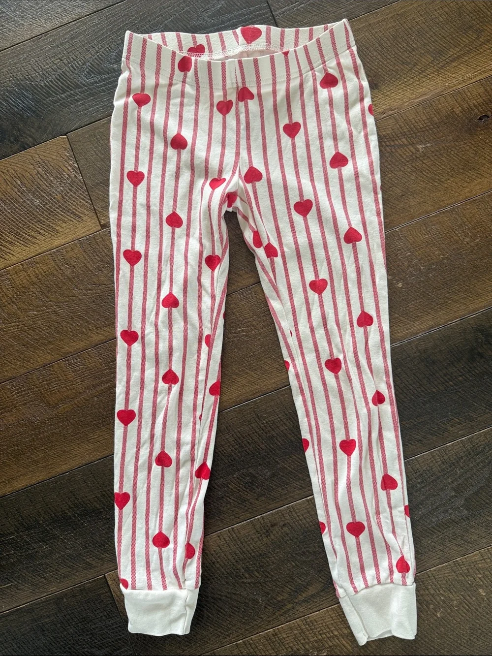 Old Navy White & Red Heart Stripe Kids Pajama Set